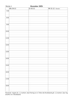 Kalender 1 Woche auf 2 Seiten